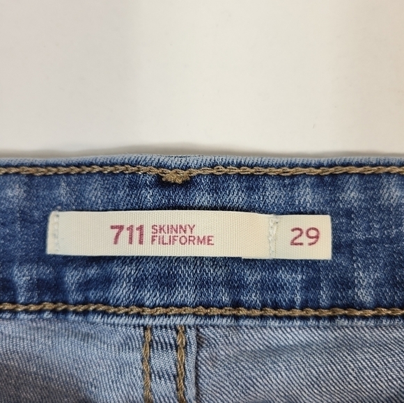 Levi's 711 Skinny Distressed Blue Denim Jeans - Picture 8 of 8